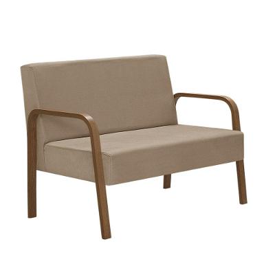 Poltrona 2 Lugares Jade Pé Madeira Suede Cappuccino.