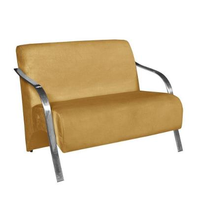 Poltrona 2 Lugares Sevilha Braço Pé Alumínio Suede Amarelo