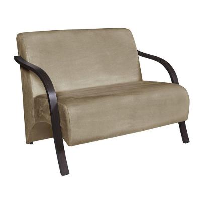 Poltrona 2 Lugar Vênus D Salla Suede Pé Madeira Cappuccino