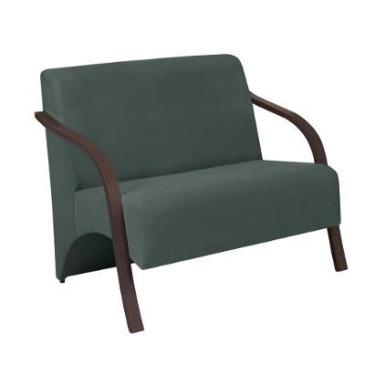 Poltrona 2 Lugar Vênus Suede Braço Madeira Turquesa