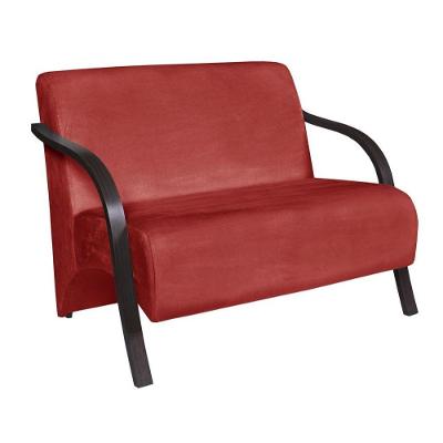 Poltrona 2 Lugar Vênus D Salla Suede Braço Madeira Vermelho