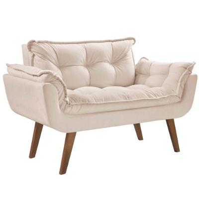 Poltrona 2 Lugares Opalla D Salla Suede Base Palito Bege