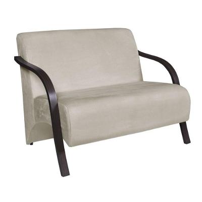 Poltrona 2 Lugares Vênus D Salla Suede Braço Madeira Bege