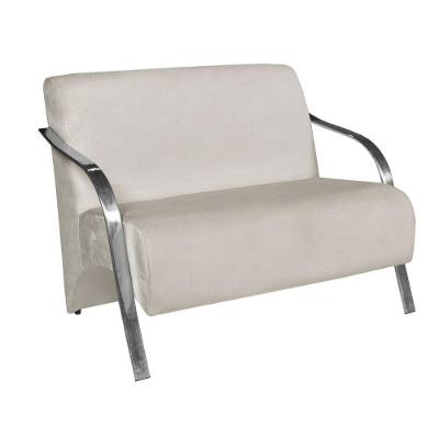 Poltrona 2 Lugares Vênus Suede Braço Alumínio Bege