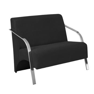 Poltrona 2 Lugares Vênus Braço Alumínio Suede Preto.
