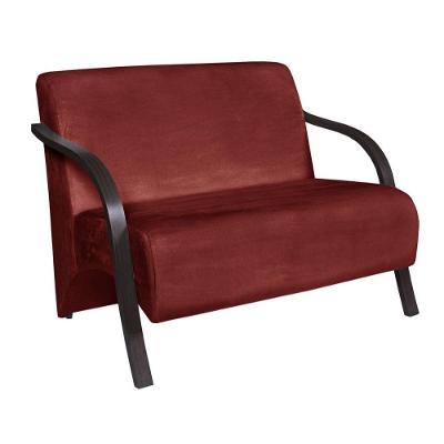 Poltrona 2 Lugares Vênus D Salla Suede Braço Madeira Bordô
