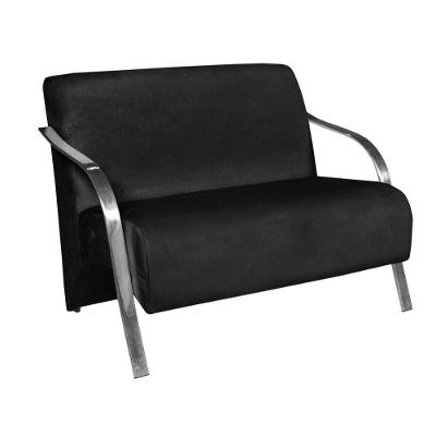 Poltrona 2 Lugares Vênus D Salla Suede Braço Alumínio Preto