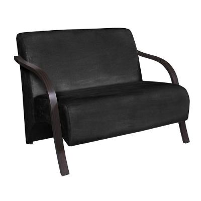 Poltrona 2 Lugares Vênus D Salla Suede Braço Madeira Preto.