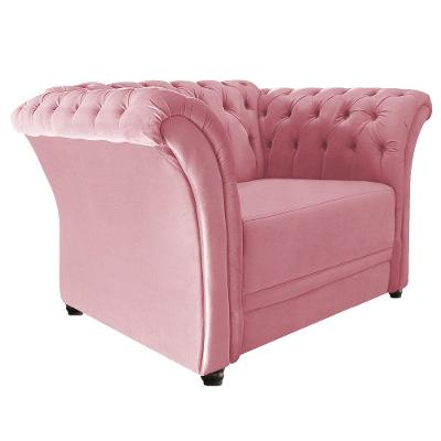 Poltrona Decorativa Chesterfield Sofia Suede Rosa Bebê