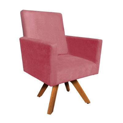 Poltrona Giratória Nina Suede rose