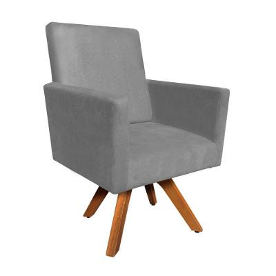 Poltrona Giratória Nina Suede Grafite