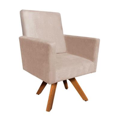 Poltrona Giratória Nina Suede Bege