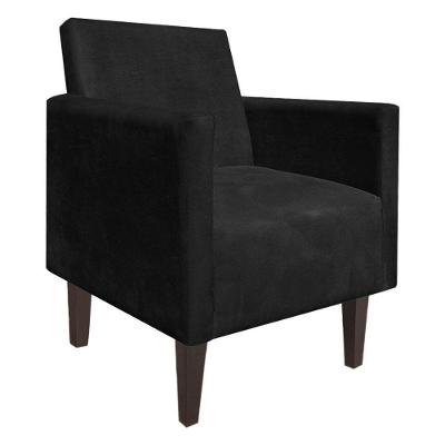 Poltrona Jade Suede Pés Chanfrado Tabaco D´rossi Preto