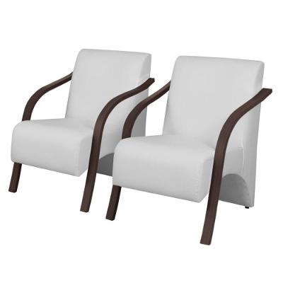 Kit 2 Poltrona Vênus 1 Lugar Pé Madeira Dsalla Corino Branco.
