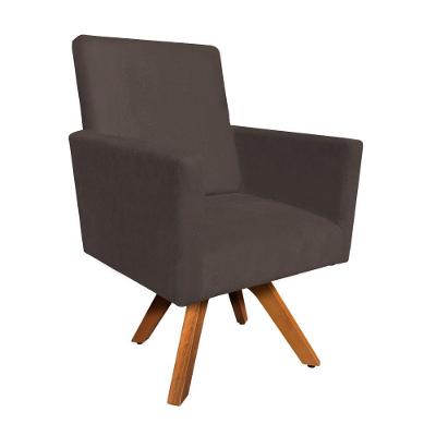 Poltrona Giratória Nina Suede Marrom