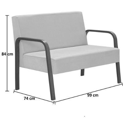 Kit 2 Poltronas 2 Lugares Luna Braço Madeira D Salla Azul
