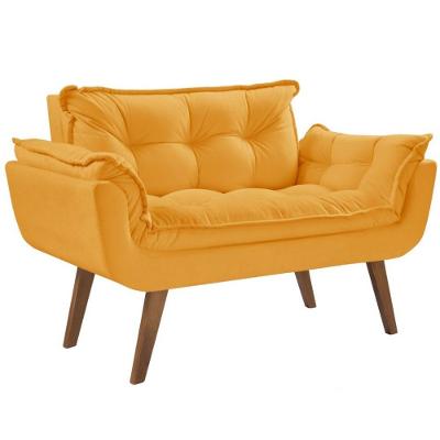 Poltrona Namoradeira Opalla Base Palito Tecido Amarelo