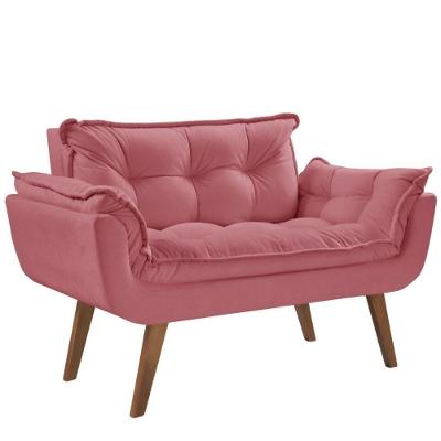 Poltrona Namoradeira 2 Lugares Opalla Pé Palito Rosa