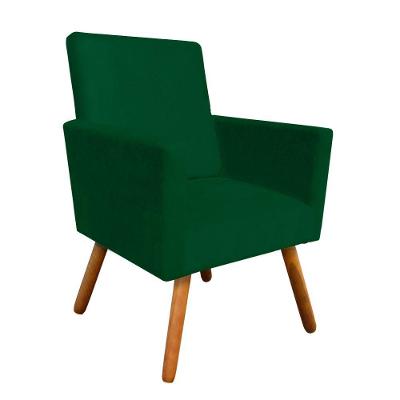 Poltrona Nina Suede Pés Palito Castanho Verde