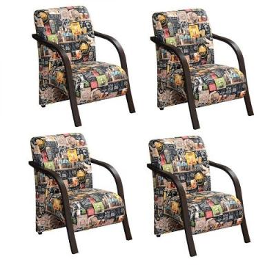 Kit 4 Poltronas 1 Lugar Vênus Braço Pé Madeira D Salla