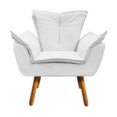 Poltrona Opala Corino Branco Pés Palito Castanho D´rossi