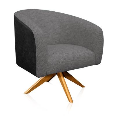 Poltrona Stella Corano Preto Linho Cinza A26