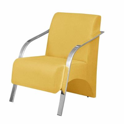 Poltrona Vênus 1 Lugar Braço Alumínio Suede Amarelo