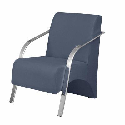 Poltrona Vênus 1 Lugar Braço Alumínio Suede Azul Bic