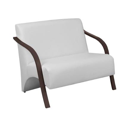 Poltrona Vênus 2 Lugar Braço Madeira Courino Branco