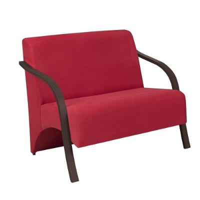 Poltrona Vênus 2 Lugar D Salla Suede Braço Madeira Vermelho