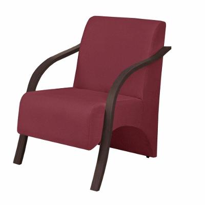 Poltrona Vênus 1 Lugar Braço Madeira Suede Bordô