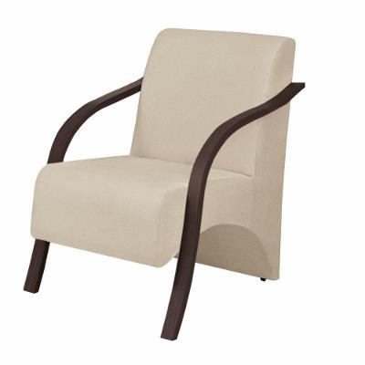 Poltrona Vênus 1 Lugar Braço Madeira Suede Bege
