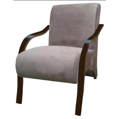 Poltrona Vênus 1 Lugar Braço Madeira Suede Bege