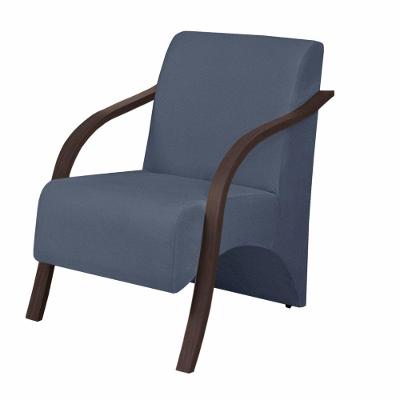 Poltrona Vênus 1 Lugar Braço Madeira Suede Azul Bic
