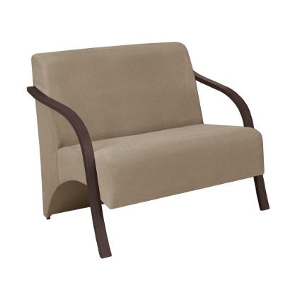 Poltrona Vênus 2 Lugares D Salla Suede Pé Madeira Cappuccino