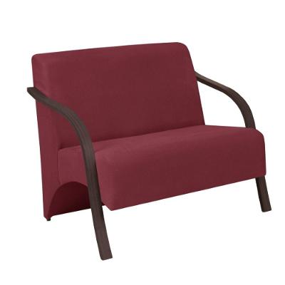 Poltrona Vênus 2 Lugares D Salla Suede Braço Madeira Bordô