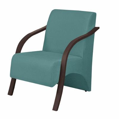 Poltrona Vênus 1 Lugar Braço Madeira Suede Turquesa