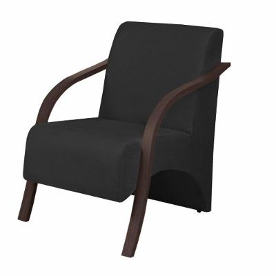 Poltrona Vênus 1 Lugar Braço Madeira Suede Preto