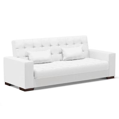 Sofá Cama 02 Lugares Lisboa Corino - D'Rossi Cor Branco
