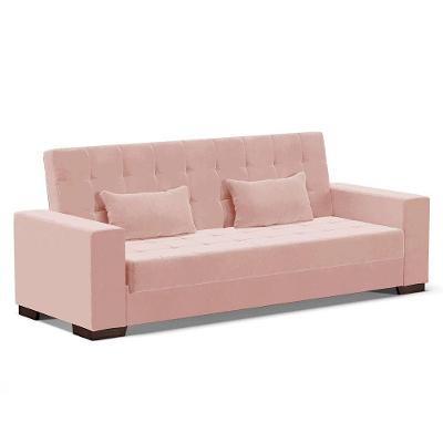 Sofá Cama 02 Lugares Lisboa Veludo - D'Rossi Cor Rose