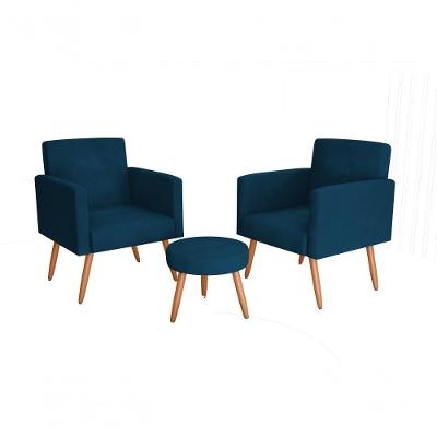 Conjunto 02 Poltronass E 1 Puff Dallas - Turkey Petroleo