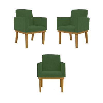 Kit 03 Poltronas Base Reforçada Sala Quarta verde