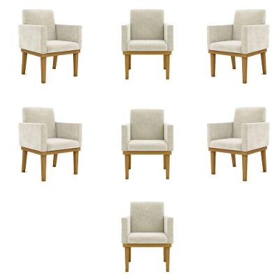 Kit 07 Poltronas Courino Para Salão Recepção bege