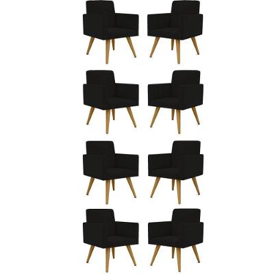 Kit 8 Cadeiras Poltronas Escritório Recepção preto