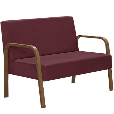 Poltrona 2 Lugares Jade Braço Madeira D Salla Suede Bordô