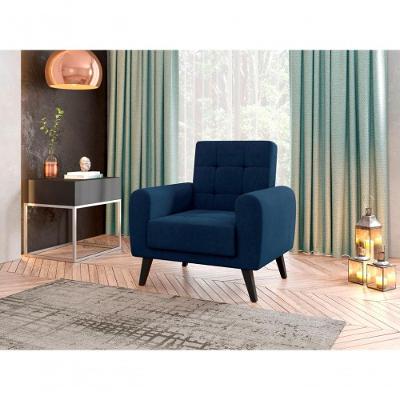 Poltrona Decorativa Pés De Madeira Livia - Azul Light