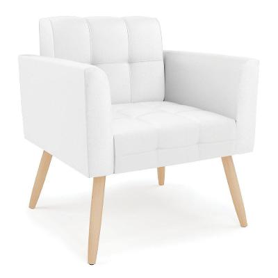 Poltrona Elisa Corino Pés Palito Natural - D'rossi Cor Branco