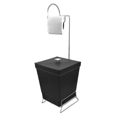 Lixeira Com Suporte De Papel Higiênico - Stolf Preto