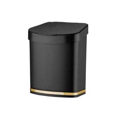 Lixeira Em Plástico Eleganza 2,5L Future Preto E Dourado