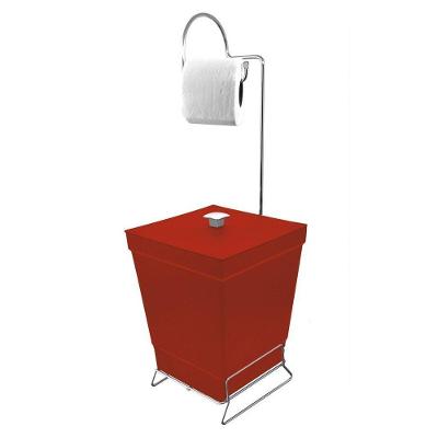 Lixeira Com Suporte De Papel Higiênico - Stolf Vermelho